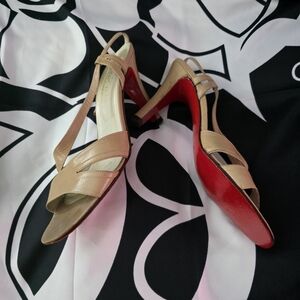 Elegant Tan and Red Women's Heels